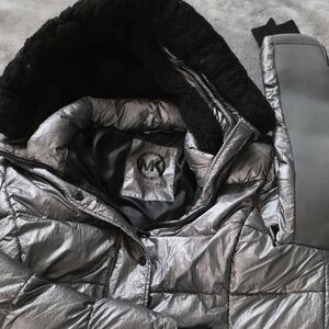 Michael Kors Metallic Silver Quilted Jacket